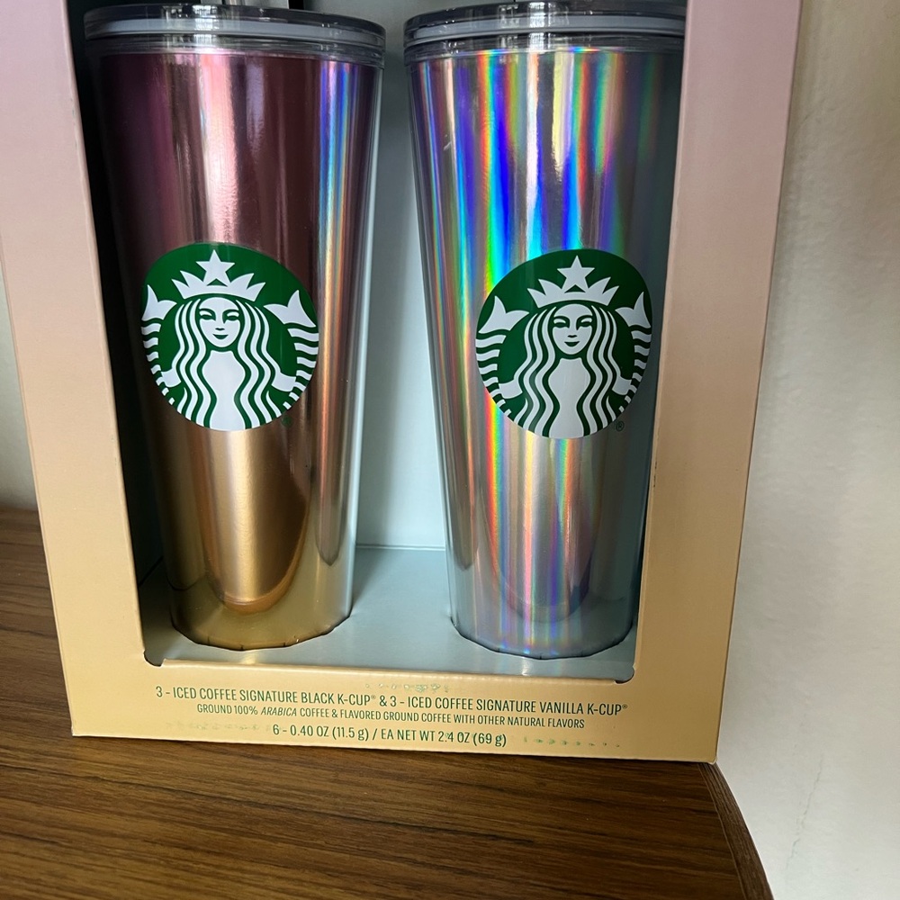 NEW - 2-pack 24oz Starbucks cold cup Tumbler Set lids and straws